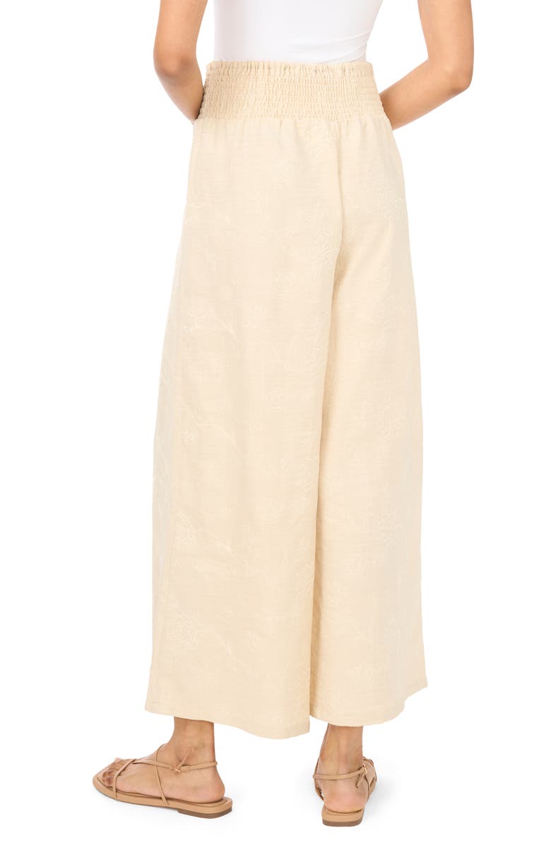 Vince Camuto Smocked Waist Crop Wide Leg Pants, Alternate, color, Sand Drift