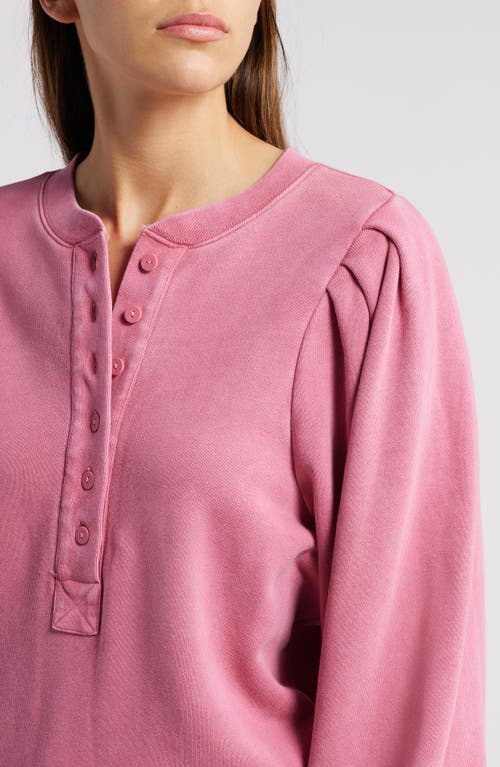 Rails Mariana Balloon Sleeve Cotton French Terry Henley Sweatshirt In Hibiscus
