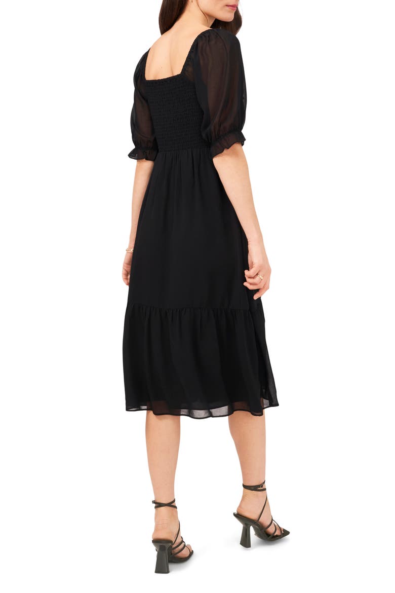Puff Sleeve Smocked Dress, Alternate, color, RICH BLACK