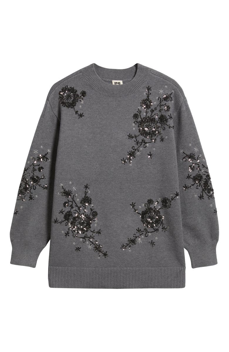 Anne Klein Sequin Floral Crewneck Sweater, Alternate, color, 