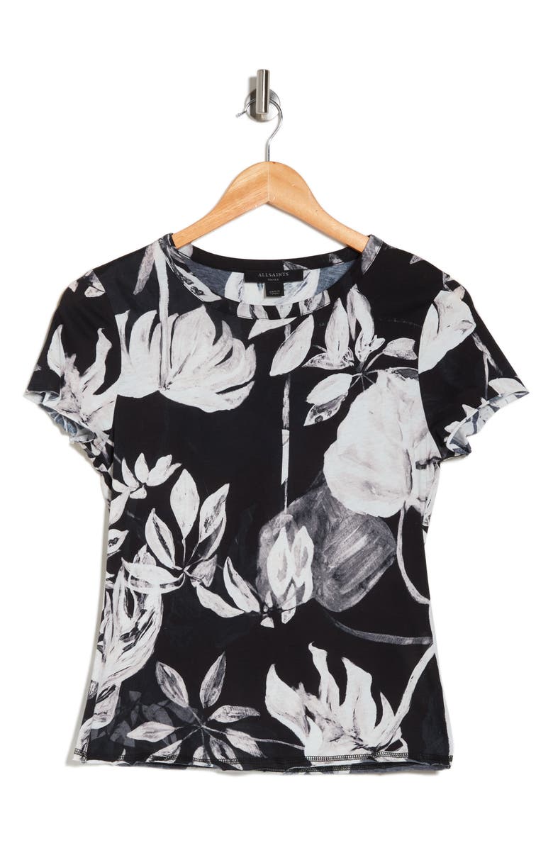 AllSaints Bela Jackie Floral T-Shirt, Alternate, color, Black
