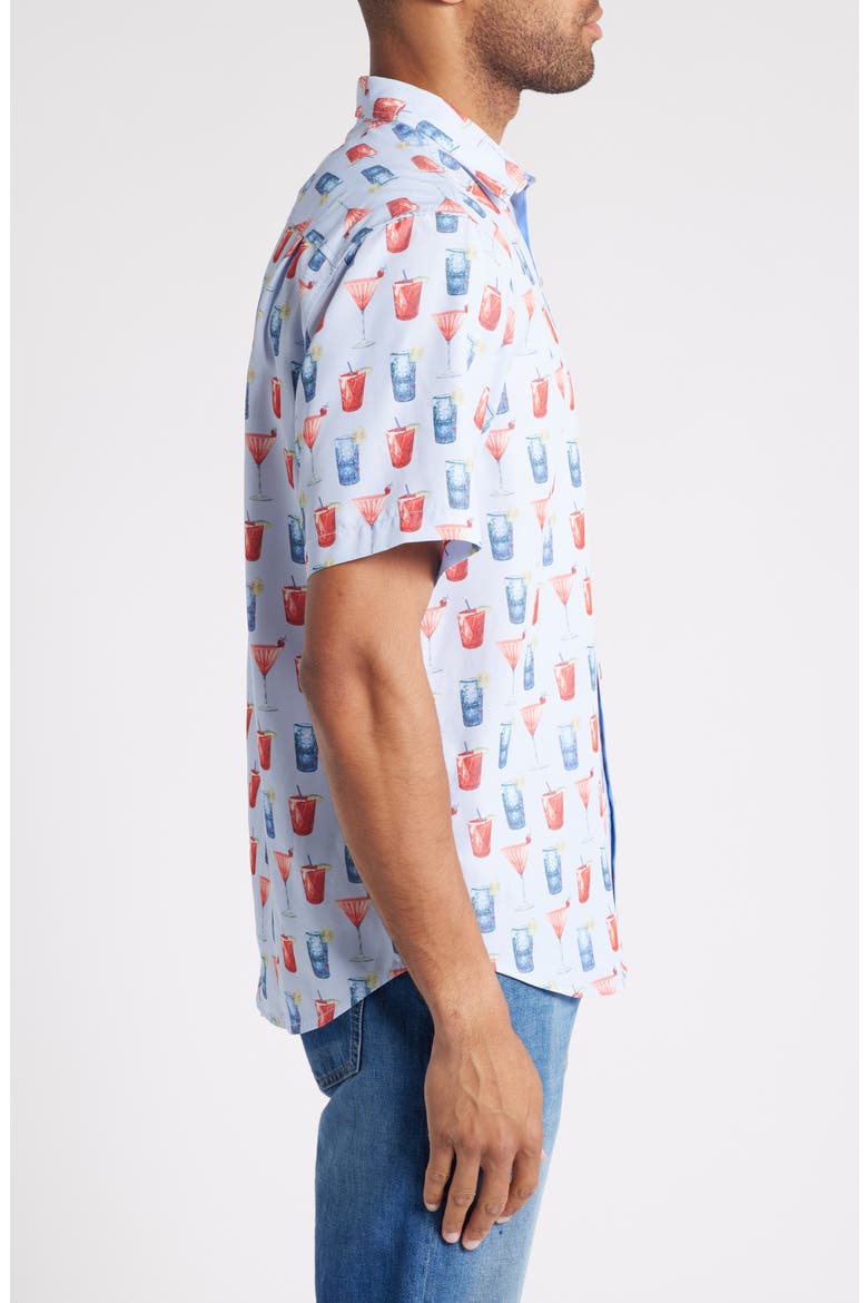 Coconut Point Red, White and Cheers IslandZone® Short Sleeve Button-Up Shirt, Alternate, color, CHAMBRAY BLUE