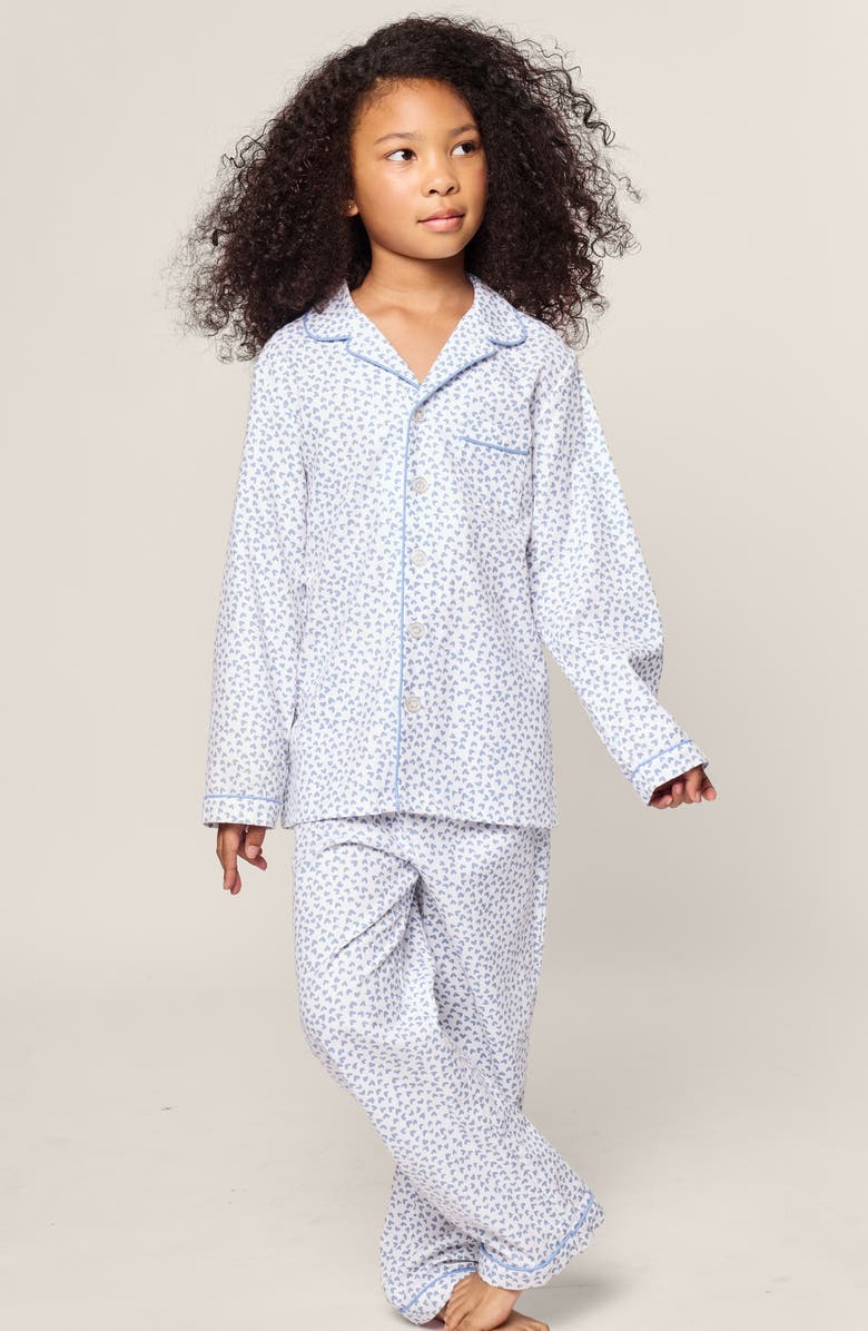 Petite Plume Kids' Blue Heart Cotton Pajamas, Alternate, color, Blue