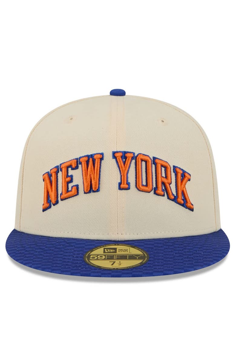 New Era Men's New Era Cream/Blue New York Knicks 2025/26 City Edition 59FIFTY Fitted Hat, Alternate, color, Cream