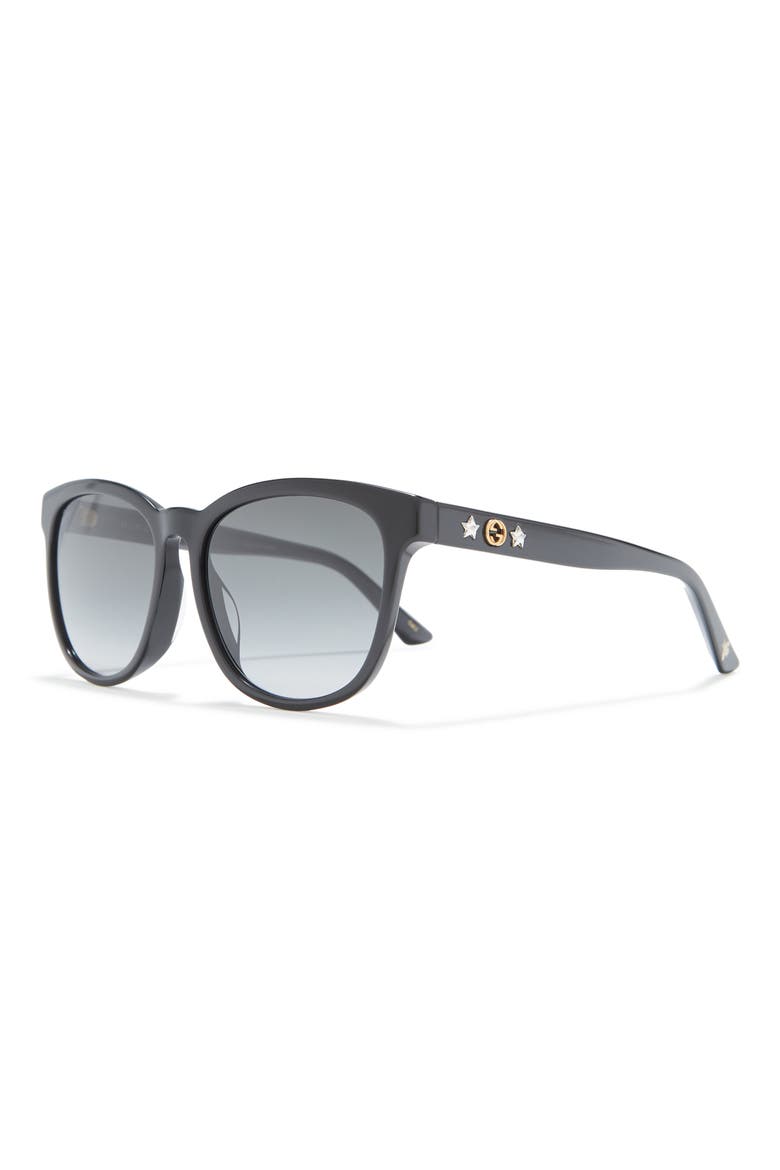 56mm Round Sunglasses, Alternate, color, BLACK