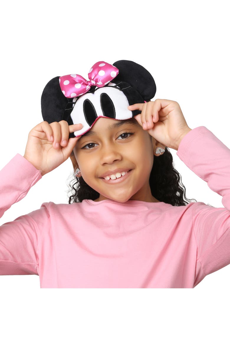 Sleep Mask with Ears and 3D Bow, Alternate, color, Black, Pink