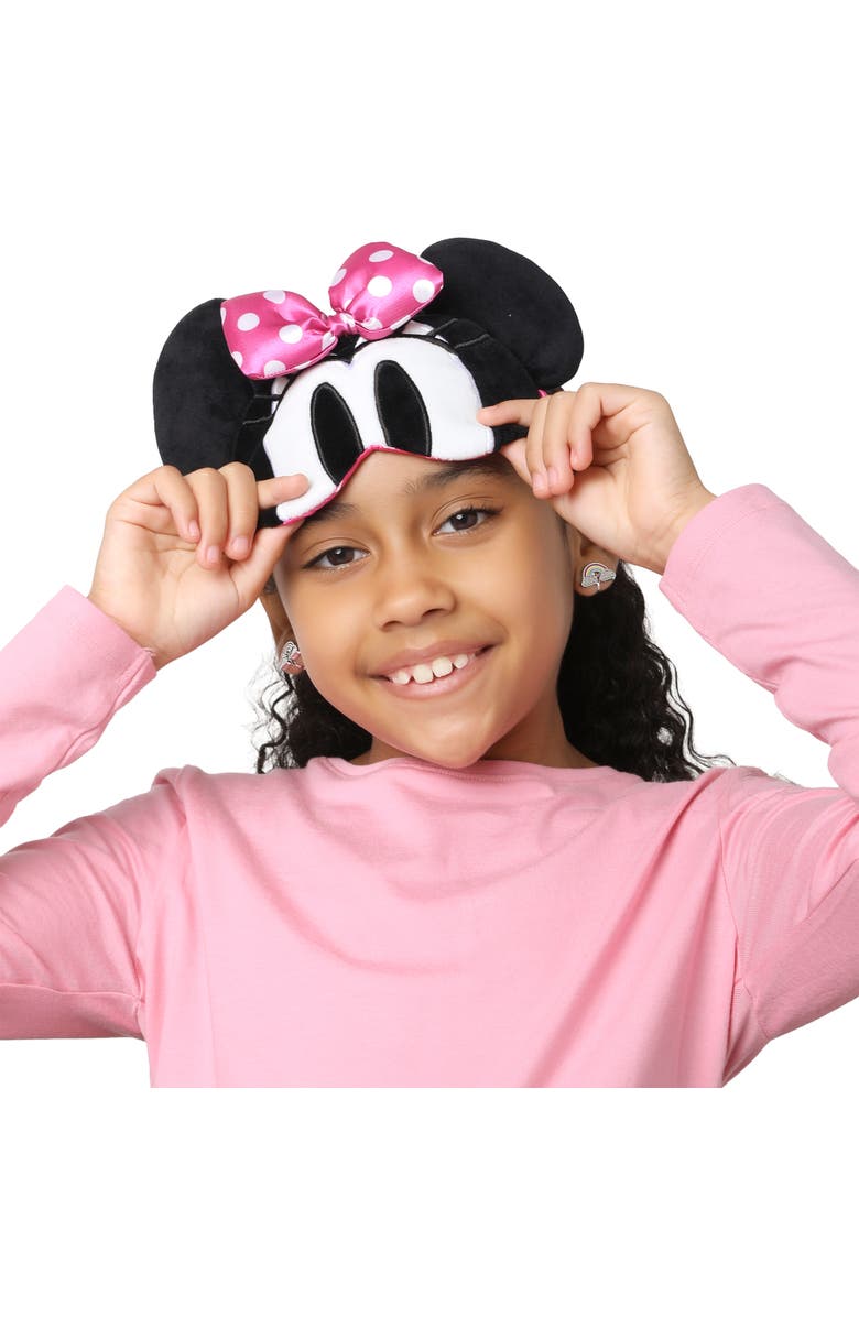 Disney Sleep Mask with Ears and 3D Bow, Alternate, color, Black, Pink