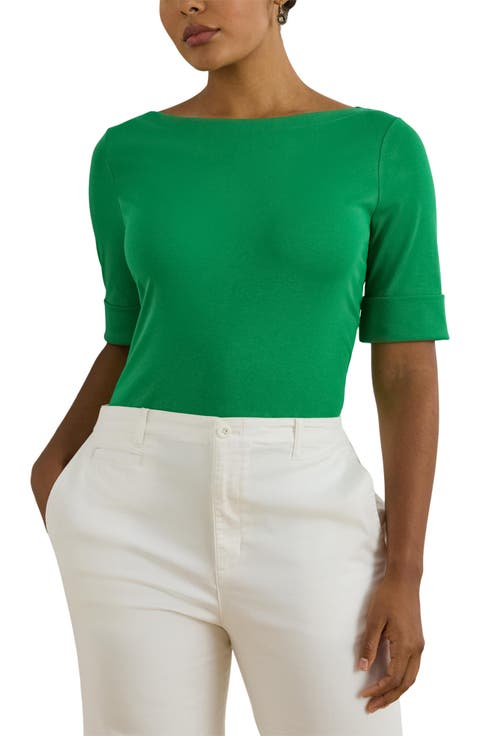 Cotton Boat Neck Top (Plus)