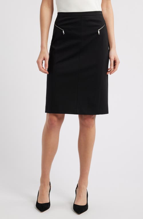 Hugo Boss Pencil Skirt With Zipped Pockets In Stretch Material In Black
