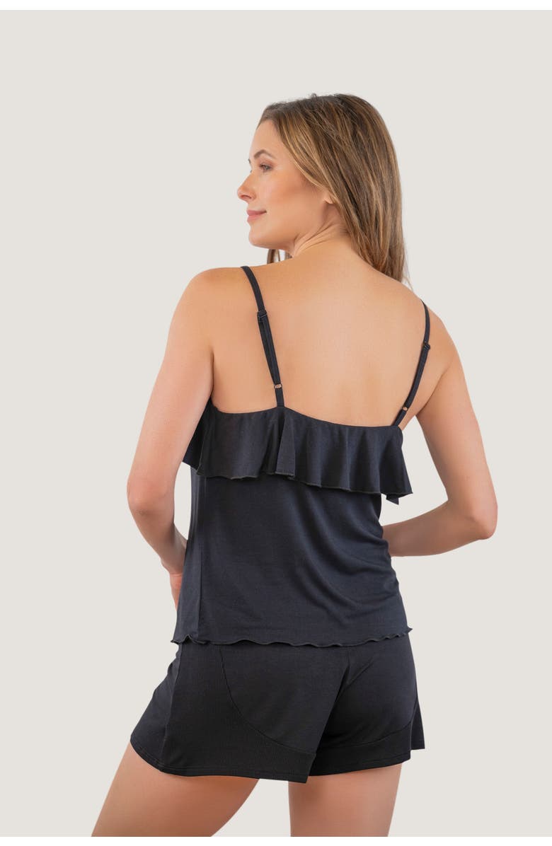 JJwinks Frill Seeker Built-In Shelf Ruffle Lounge & Sleep Top, Alternate, color, Black