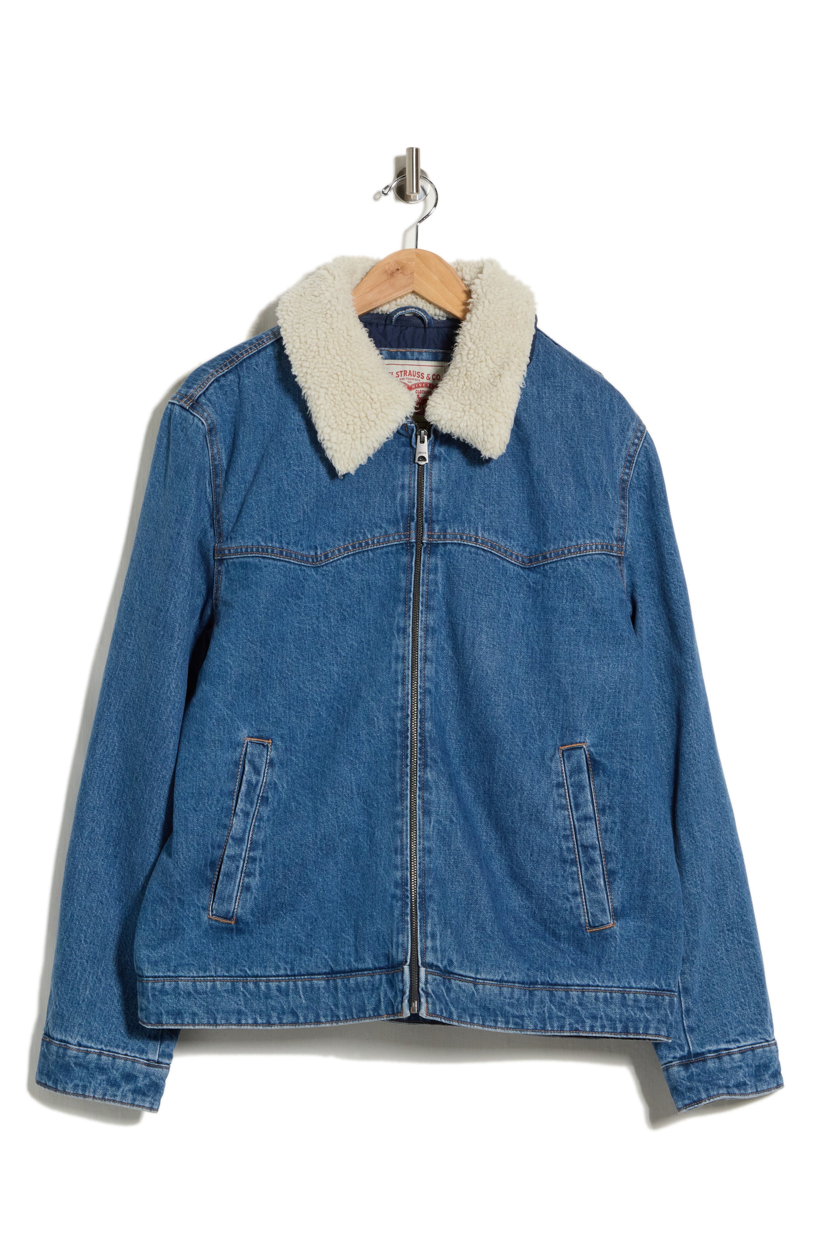 Western Faux Shearling Lined Denim Jacket