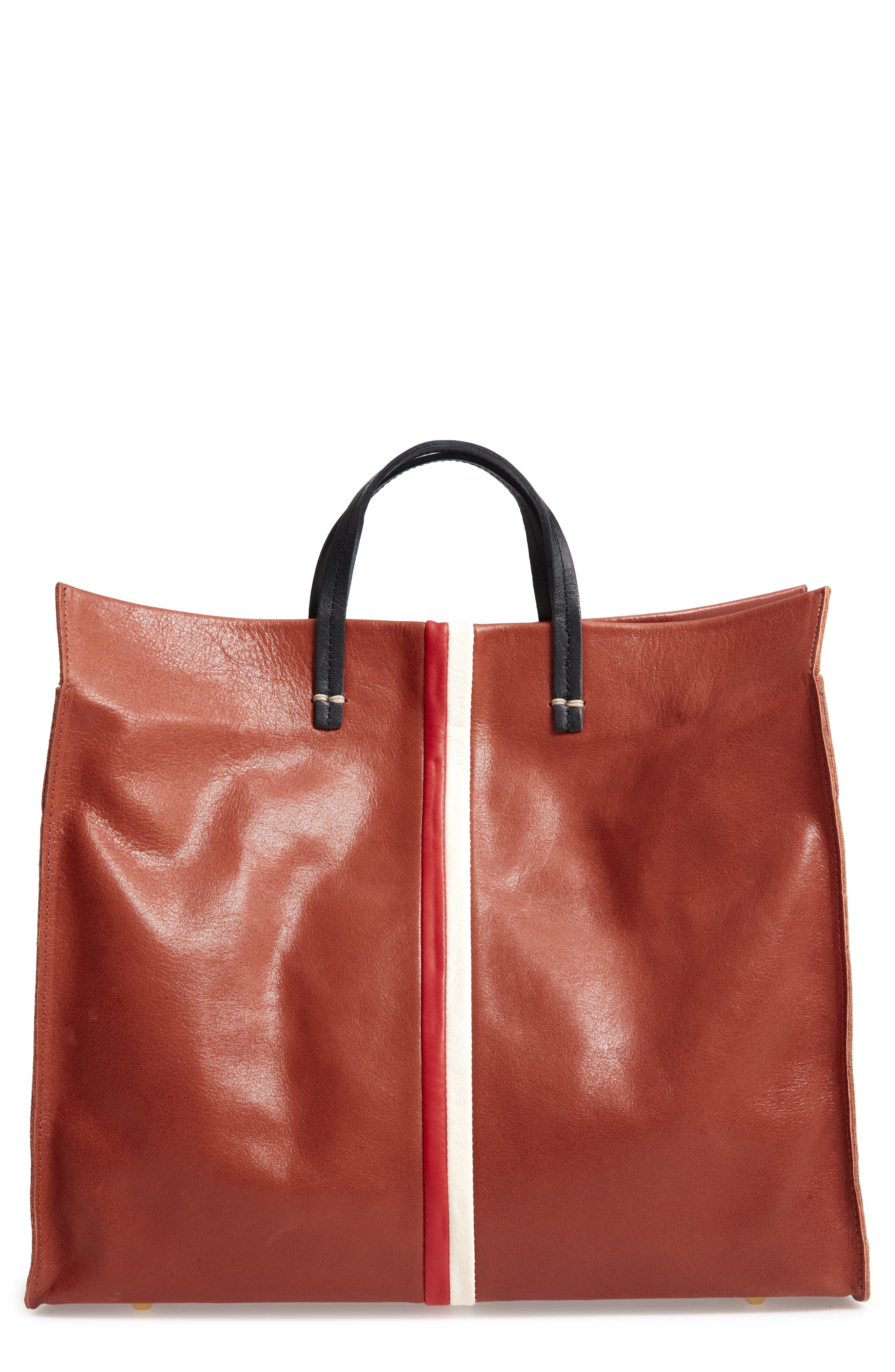 Clare V. Simple Stripe Leather Tote, Main, color, 