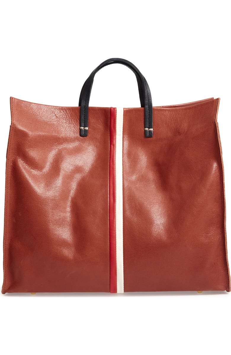 Clare V. Simple Stripe Leather Tote, Main, color,