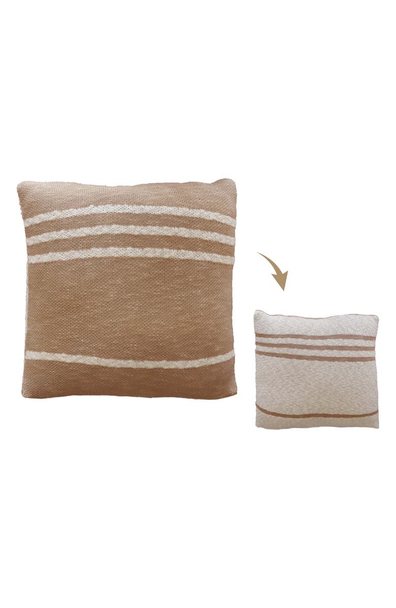 Lorena Canals Set of 2 Stripe Knit Cushions, Main, color, Powder / Natural