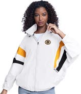 G-III SPORTS BY CARL BANKS Women's G-III Sports by Carl Banks White Boston Bruins Game News Oversized Full-Zip Hoodie Jacket