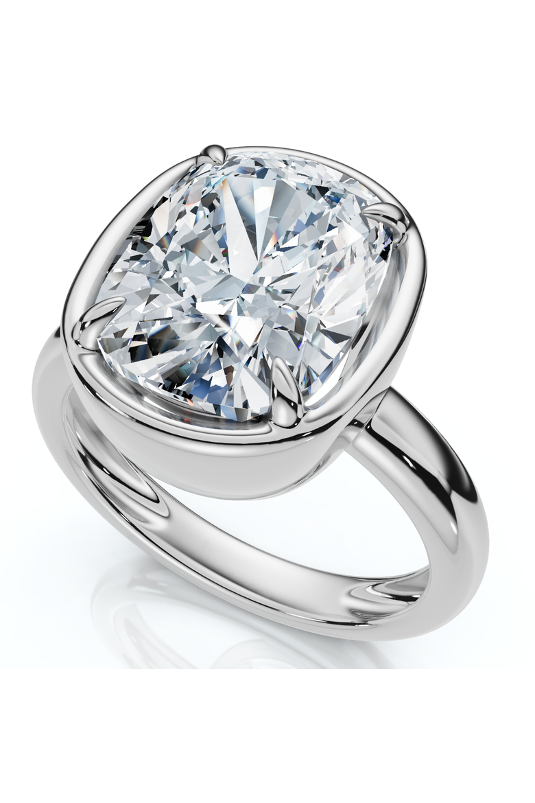 Certified 4Ct Cushion Diamond Bezel Prong Solitaire Engagement Ring Lab Grown, Alternate, color, 14k White Gold