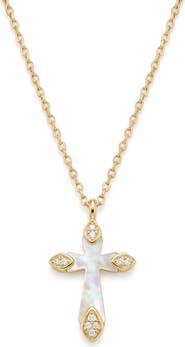ARGENTO VIVO Mother of Pearl Cross Pendant Necklace