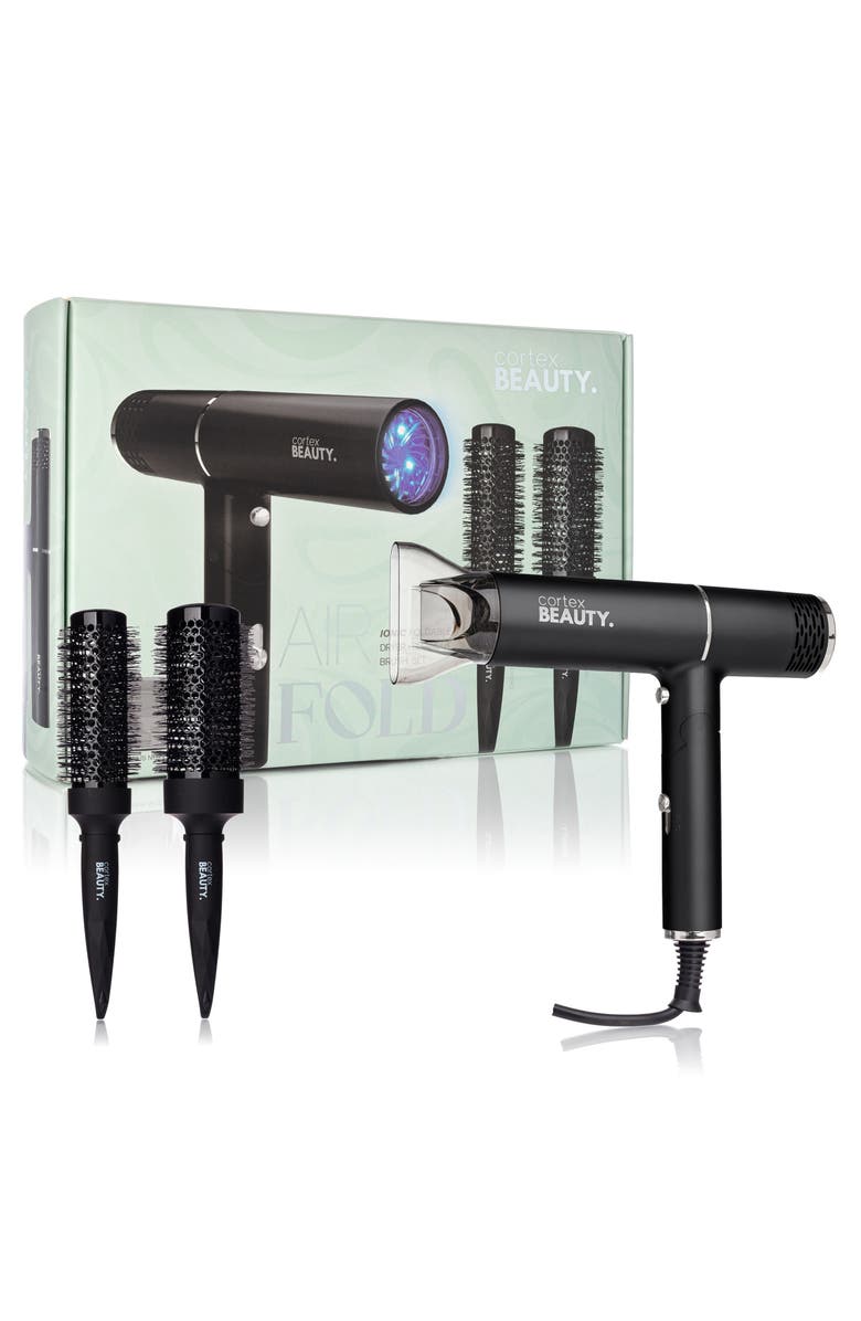CORTEX BEAUTY Airfold Ionic Foldable Dryer + 2-Piece Blowout Brush Set $249.99 Value, Alternate, color, Black