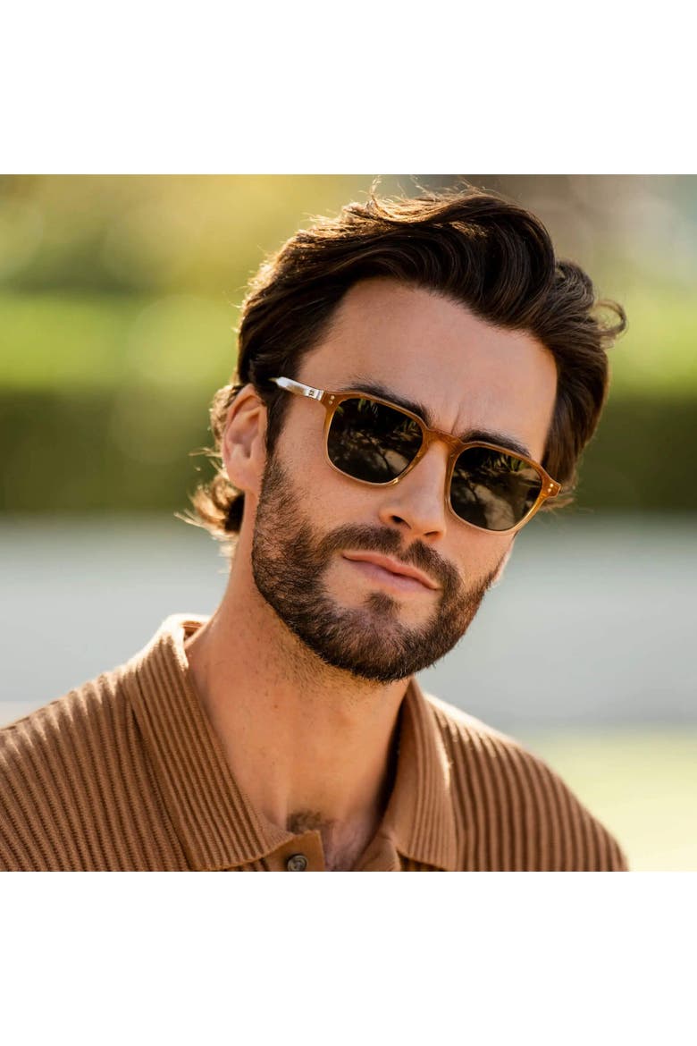 Francis - 52mm Geometric Square Polarized Sunglasses, Alternate, color, Sunset Tortoise