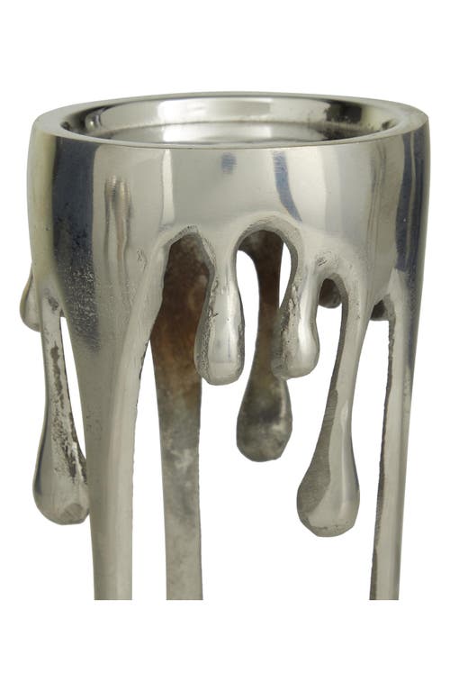 Uma Set Of 3 Melting Wax Pillar Candleholders In Silver
