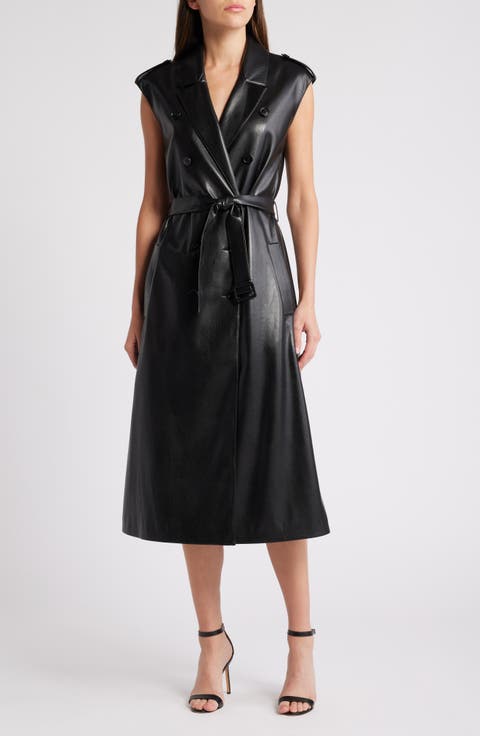 Dujeta Double Breasted Faux Leather Blazer Dress