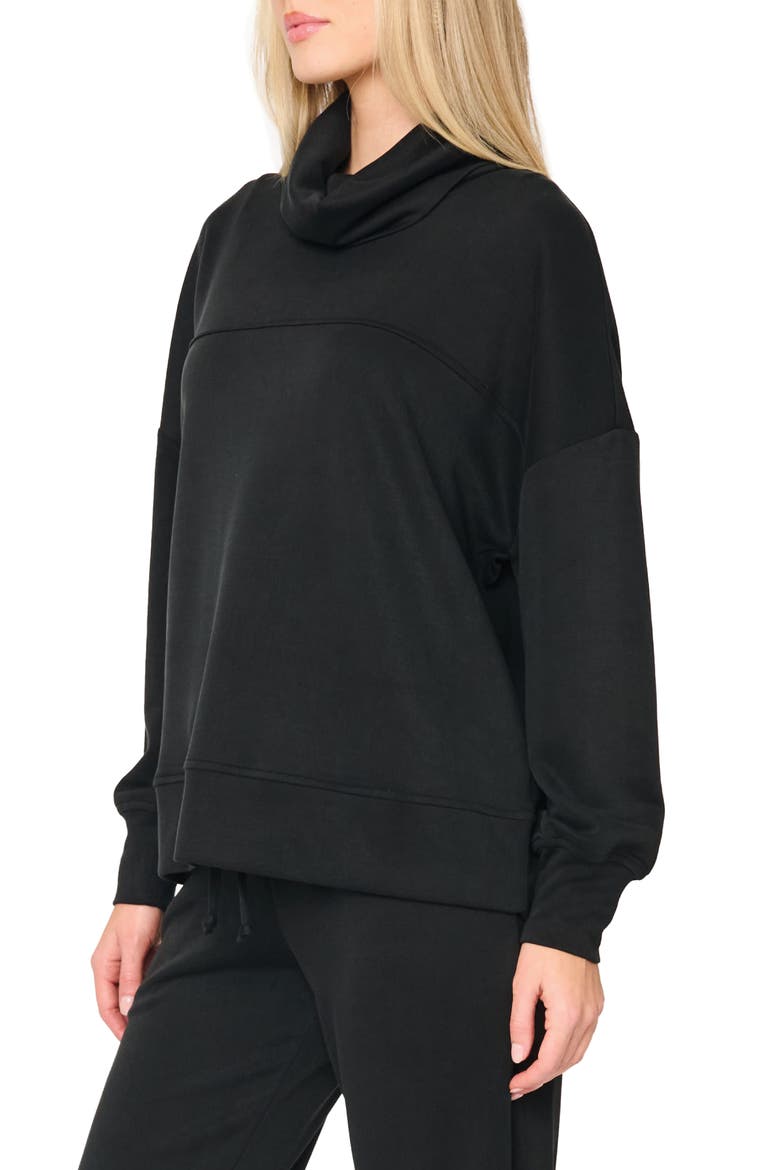 Cowl Neck Sweatshirt, Alternate, color, BLACK