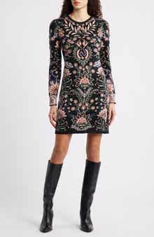 FARM Rio Marvelous Garden Knit Long Sleeve Dress