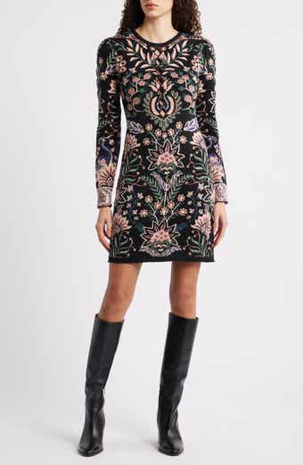 FARM Rio Marvelous Garden Knit Long Sleeve Dress