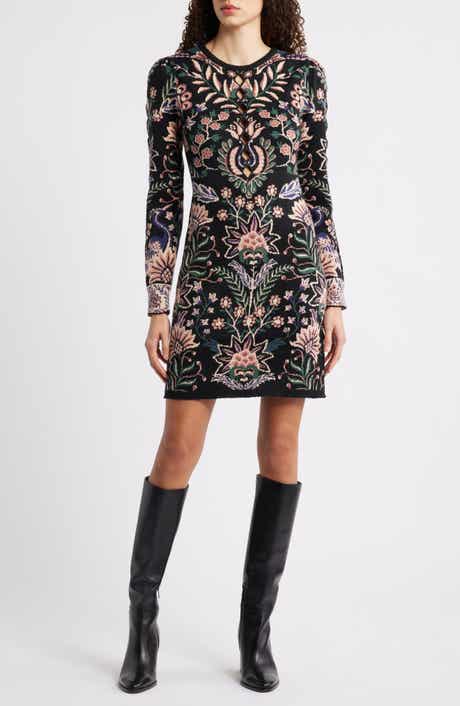 FARM Rio Marvelous Garden Knit Long Sleeve Dress