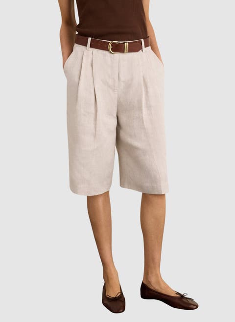 Tobi Long Tailored Linen Shorts