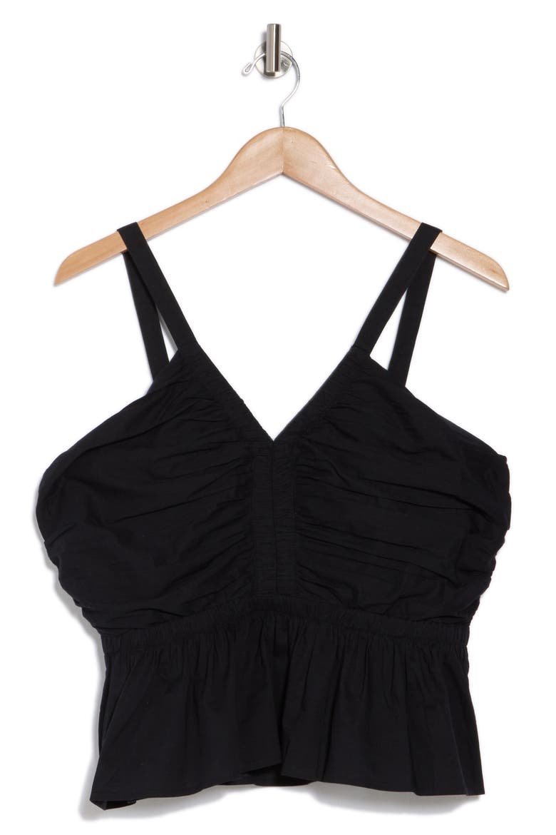 Shirred Peplum Top, Alternate, color, CAVIAR