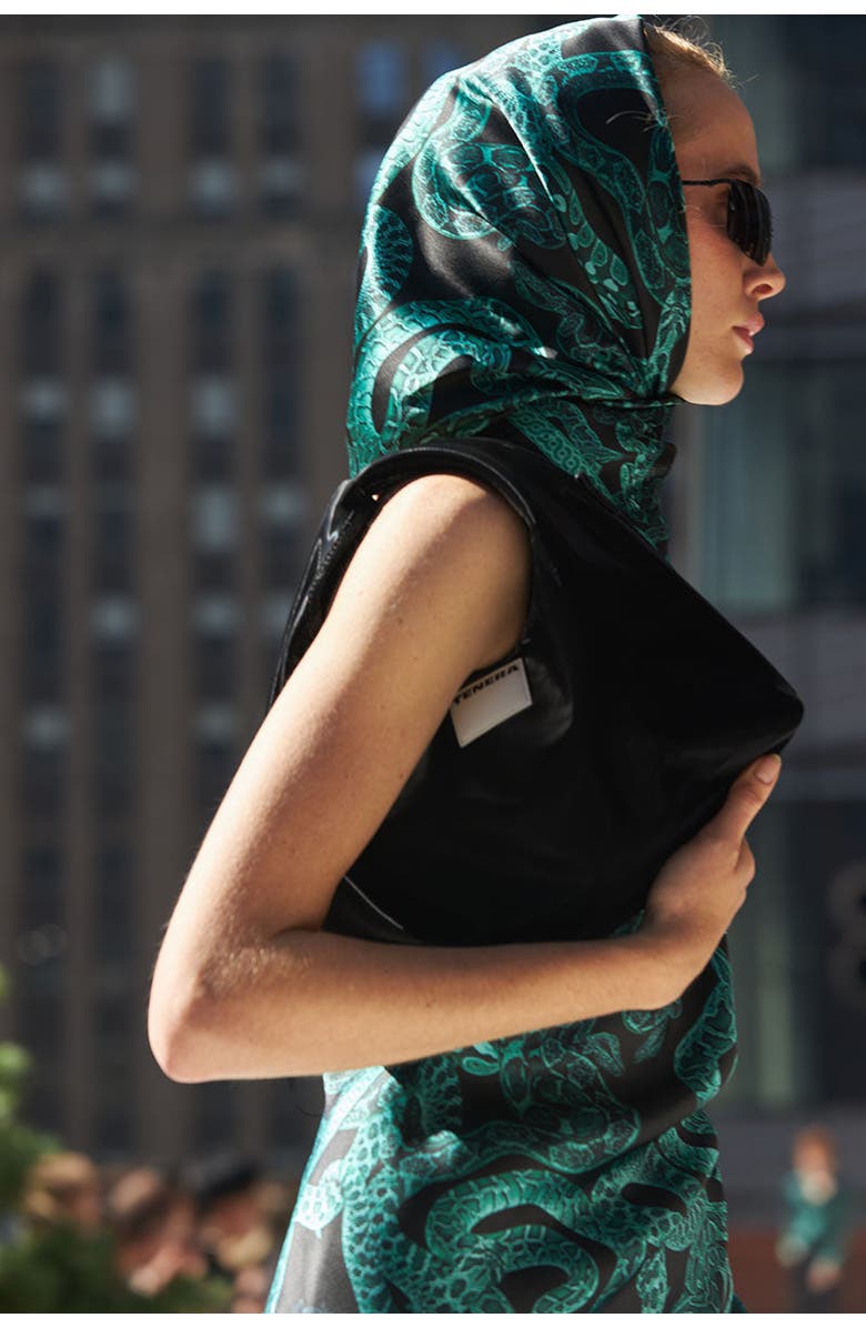 Monzlapur Silk Serpent Noir Scarf, Alternate, color, Forest Green