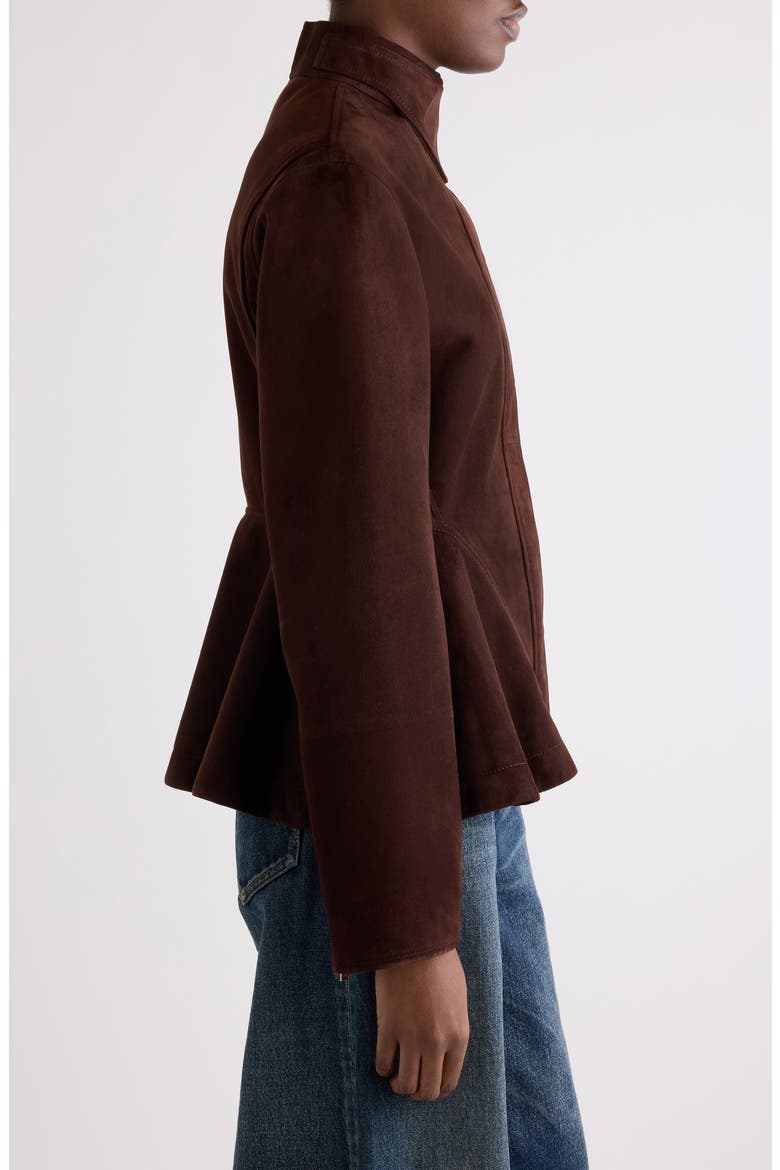 Suede Peplum Jacket, Alternate, color, CHOCOLAT