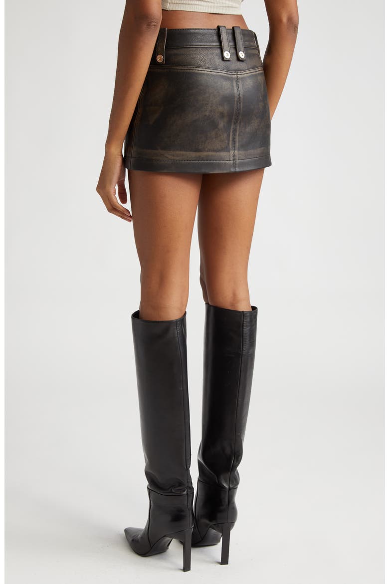 Micro Leather Biker Miniskirt, Alternate, color, BURNISHED BLACK