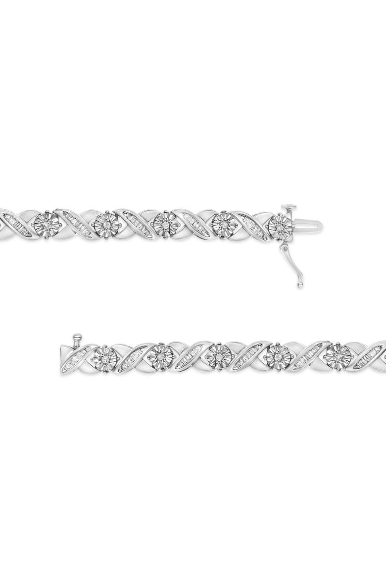 Silver 1.0 Cttw Diamond Miracle-Set X-Link Tennis Bracelet, Alternate, color, White