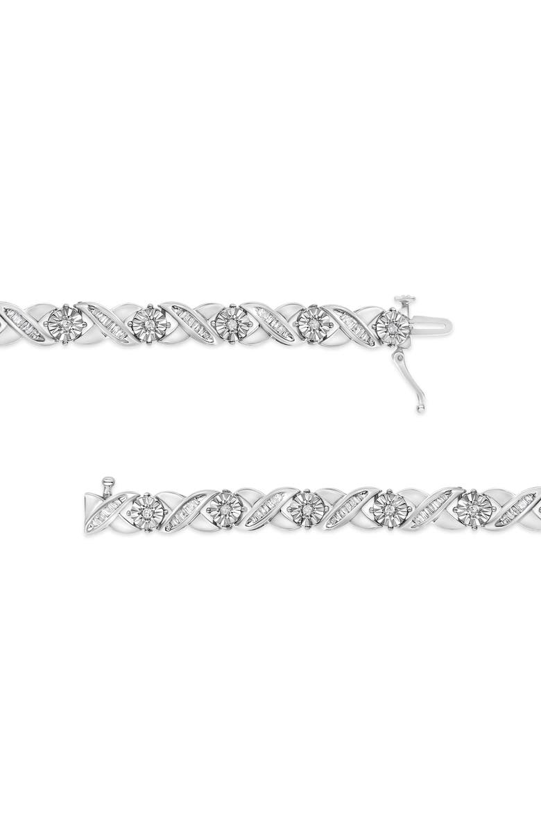 Haus of Brilliance Silver 1.0 Cttw Diamond Miracle-Set X-Link Tennis Bracelet, Alternate, color, White