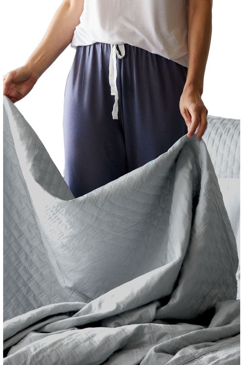 Luxury 100% Viscose Cooling Quilted Brick Coverlet, Alternate, color, Stone