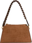 Reiss Avery Croc Embossed Leather Shoulder Bag
