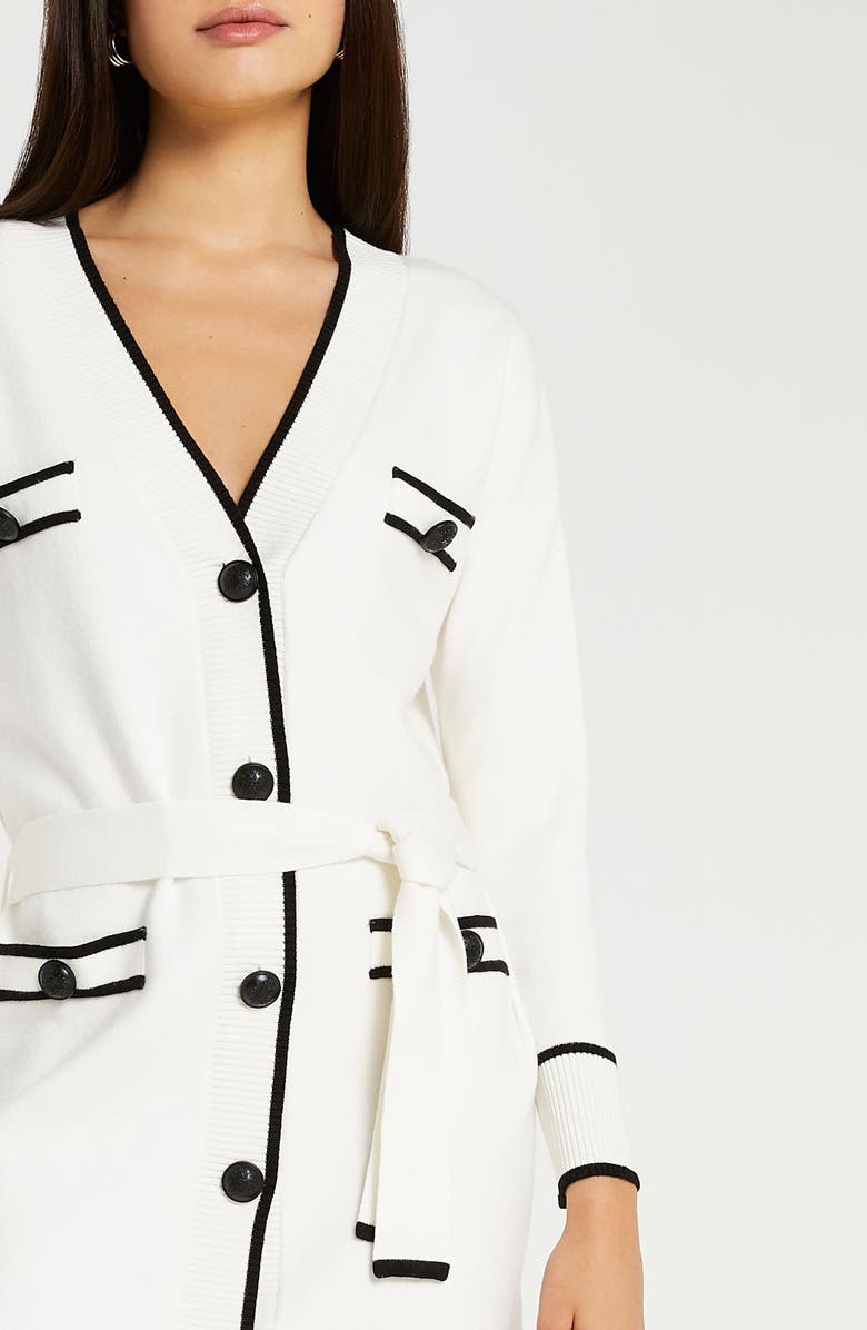 River Island Tipped Belted Cardigan, Alternate, color, 