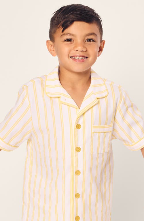 Petite Plume Kids' Stripe Two-piece Short Pajamas In Yellow