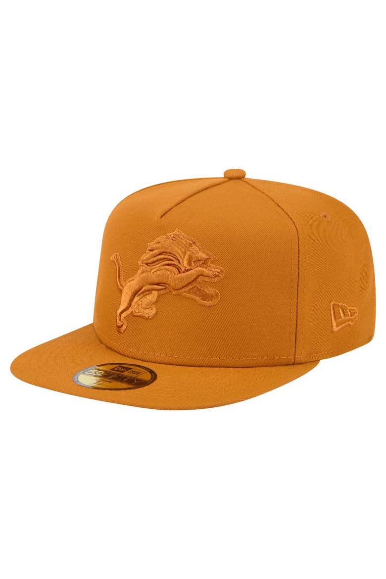 Men's New Era  Brown Detroit Lions Color Pack A-Frame 59FIFTY Fitted Hat, Main, color, Brown