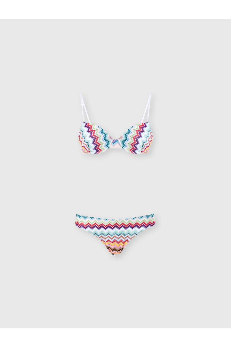 Balcony Bikini In Lamé Viscose With Zigzag Pixel-effect Pattern, Main, color, Multicoloured