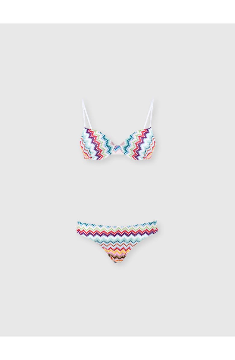 Missoni Balcony Bikini In Lamé Viscose With Zigzag Pixel-effect Pattern, Main, color, Multicoloured