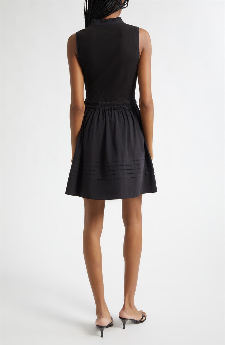 Ramy Brook Orla Belted Sleeveless Mixed Media Minidress, Alternate, color, Black