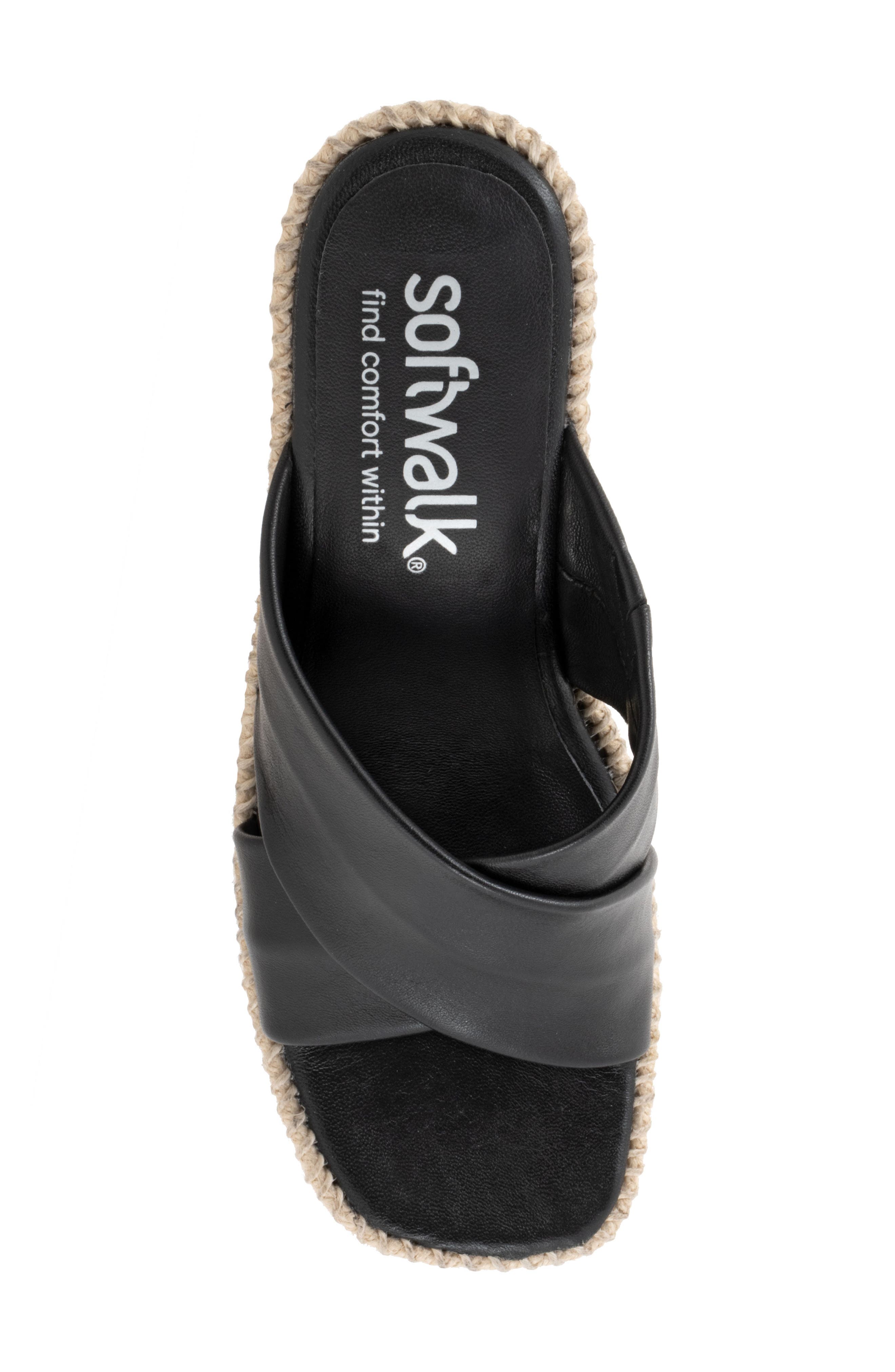 SoftWalk<sup>®</sup> Hastings Espadrille Platform Wedge Slide Sandal, Alternate, color, Black