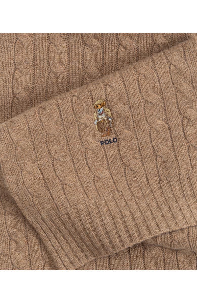 Polo Ralph Lauren Charles Bear Cable Scarf, Alternate, color, Italian Hthr