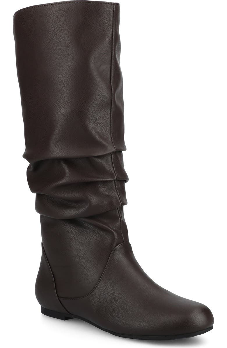 Journee Collection JOURNEE Jayne Ruched Tall Boot - Wide Calf, Main, color, Brown