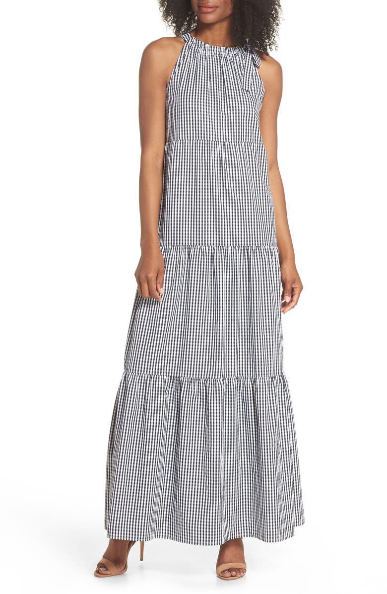 Maggy London Gingham Check Maxi Dress, Main, color,