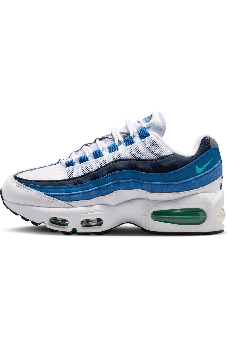 Nike Kids' Air Max 95 Sneaker, Alternate, color, White/ Blue/ Blue/ Green