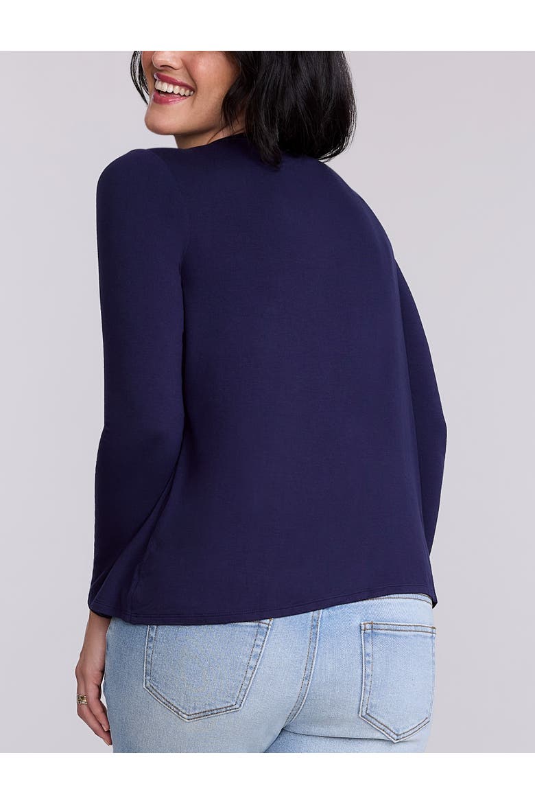 Crewneck Long Sleeve Draped Nursing Tee, Alternate, color, Peacoat